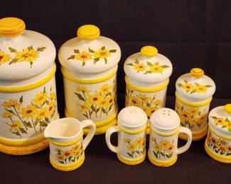  006 Vintage 1976 Sears and Roebuck Daisy Canister Set And More