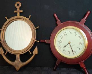 Ship Wheel Clock Anchor Mirror 