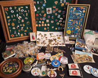  008 Huge Lot Of Shriners And Mason Pins Memorabilia