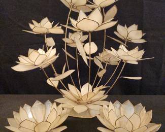Capiz Shell Lotus Plant And Tealight Holders