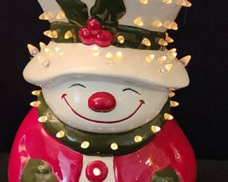 Vintage Union Ceramic Glazed Light Up Snowman