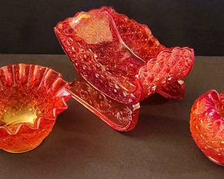 Glowing Amberina Glass Lot 1 