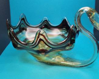 Multicolored Glass Swan