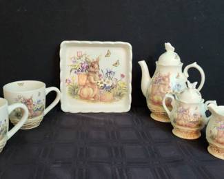 6 Piece Easter Bunny Tea Set 