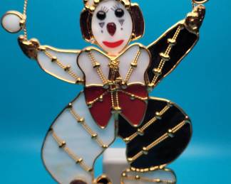  051 Be a Clown Stained Glass Music Box 24k Gold Plated