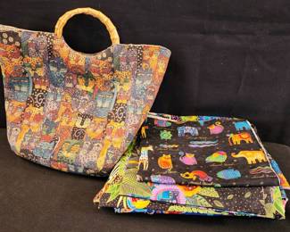 Laura Burch Khand Made Purse With Bamboo Handles And Laura Burch Material