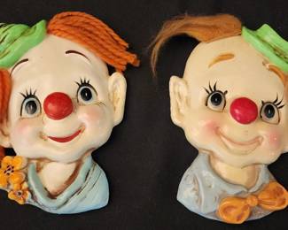  020 Enesco Of Japan Pair Of Wall Hanging Clowns