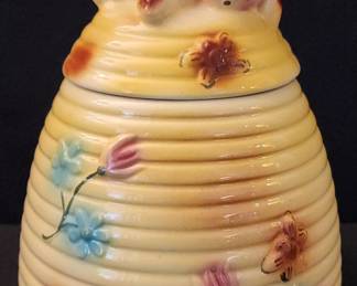 Vintage 1950s American Bisque Kitten And Beehive Cookie Jar