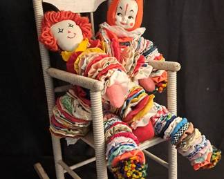 Two Yoyo Dolls With Vintage Rocking Chair