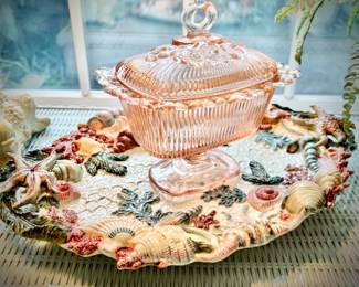 Pink Depression glass - Indiana Pink Lace Edge