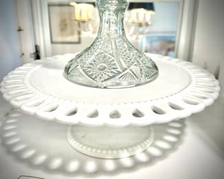 Vintage glass compote on cake stand