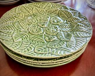 4 Green Bordallo Pinheiro plates