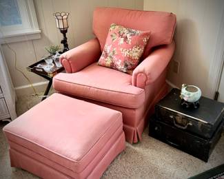 Pink armchair & ottoman