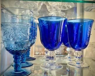 Blue water glasses