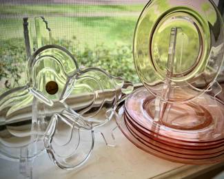 Vintage pink Depression glass