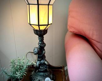 Stained glass torchiere table lamp