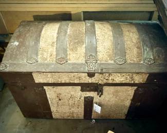 Second of two vintage steamer trunks