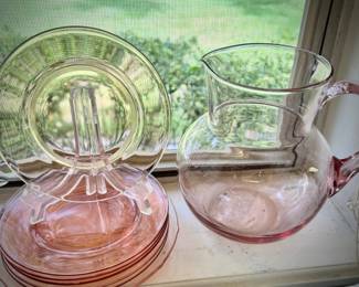 Vintage pink Depression glass