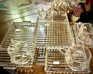 Four vintage Hazel Atlas snack plate & cup sets 