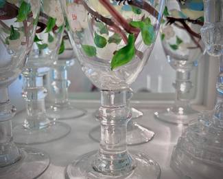 Glasses with hand-painted birds