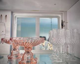 Vintage pink depression glass