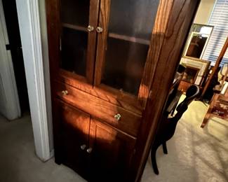 Antique pie safe - frosted glass and clear glass panels