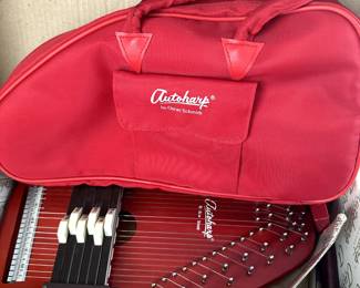 Child-sized Oscar Schmidt Auto harp. Plays in keys of C, F, and G. Two tuners, a pitch pipe, and a book on the many ways to play an autoharp included.