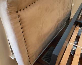 Tan Suede Queen Headboard