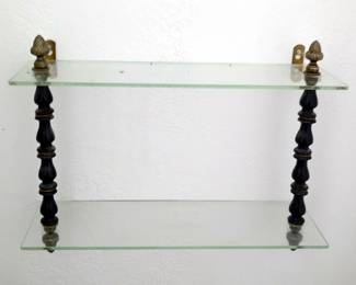 Two Tier Glass Wall Shelf, 12" x 16" x 5"