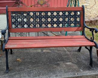 Wrought Iron And Wood Park Bench 34" x 50" x 22" 
