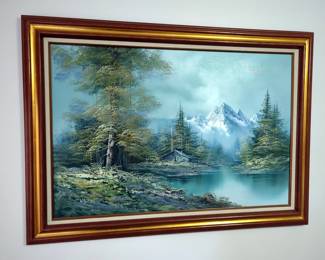 K Smith Original Mountain Oil Painting On Canvas, Signed, Framed And Matted, 31.5" x 43" 

