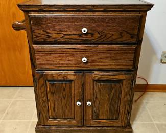 Rolling 2 Drawer Kitchen Cabinet With Towel Bar, 35" x 28" x 20"