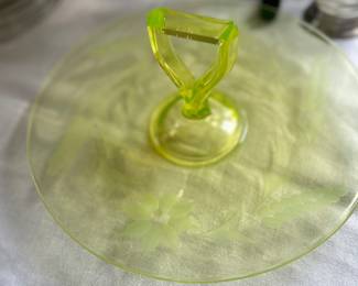 VASELINE GLASS SANDWICH TRAY.