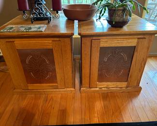 PAIR OF END TABLES.