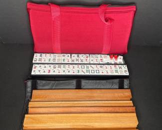 Mahjong game set with travel carry case  