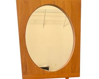 Danish Modern Solid Teak Mirror W/ Floating Shelf