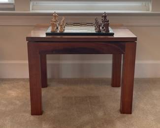 Wood game side table: Chess & checkers 