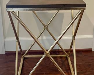Modern metal wood top side table 