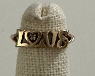 14k gold Love ring 