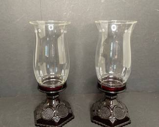 Vintage Avon red glass candleholders 