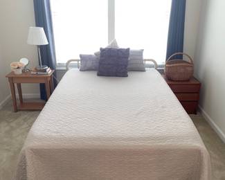 Jenny Lind full size bed frame, mattress box spring & wood spindle headboard 