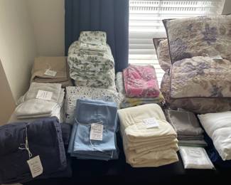 Bedding including Queen & Full size sheets, comforters, pillows