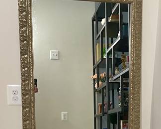 Silver ornate framed wall mirror 