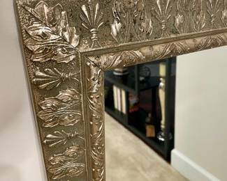 Silver ornate framed wall mirror 