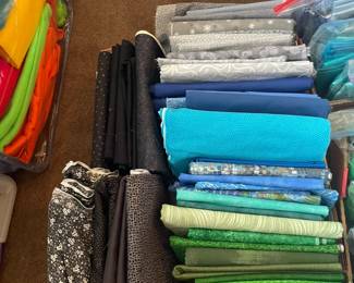 Fabrics in many colors and patterns.