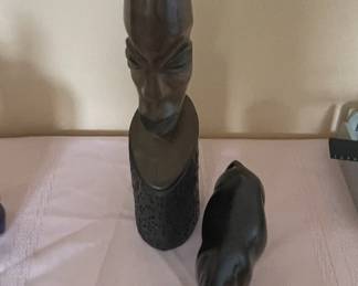 Carved wooden figures.