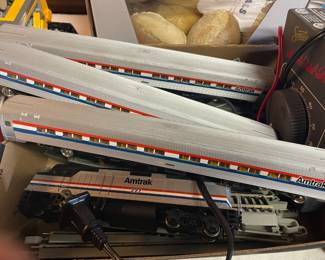 Set of Amtrak trains with tracks.