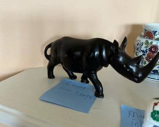 Hand carved black ebony rhinoceros from Kenya.