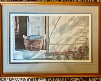 Framed art print "Blueberries and Phlox" numbered and signed by David Armstrong with COA (#628/950)