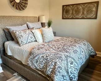 Queen size bed with wicker base